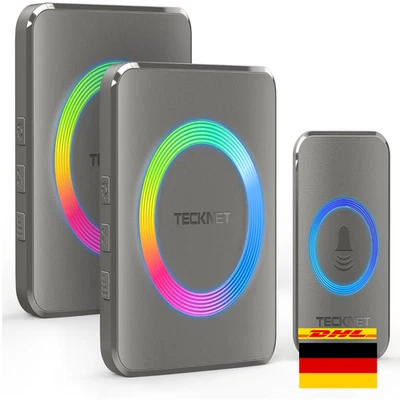 TECKNET Funkklingel mit LED-Blitz | 500m Reichweite | 60 Klingeltöne