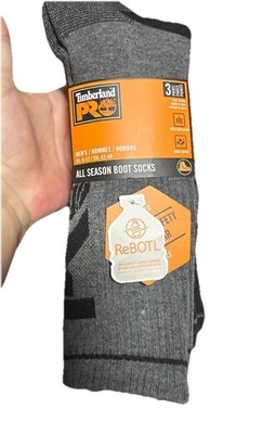 3PK TIMBERLAND PRO Cushioned Durable Odor Control Boot WORK SOCKS MENS 9 -12