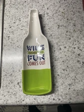 Wine bottle shaped appetizer tray, ceramic, looks unused