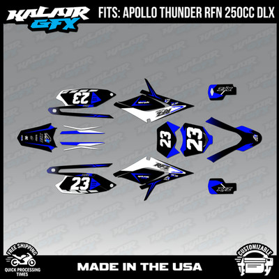 Graphics Kit for Apollo RFZ Thunder 250 (All) Evader Series-BLUE