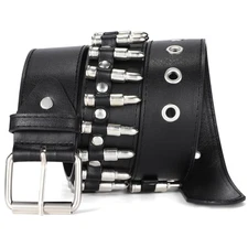 Black Studded Gothic Rivet Belt with Metal Buckle for Men Women Punk Rock