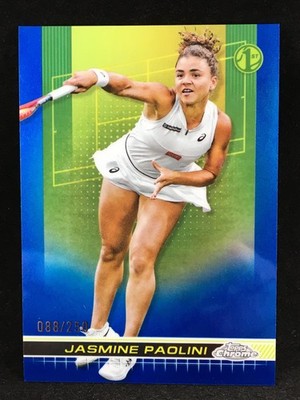 Jasmine Paolini 2024 Topps Chrome Tennis BLUE Refractor /250 #192 1st D