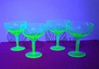 Vintage Etched Uranium Depression Champagne Glasses (Set of 4)