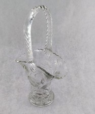 Vintage Duncan Miller Crystal Etched Daisy Pattern Bride Basket w/handle RETIRED