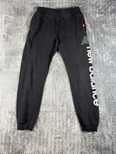 New Balance Sweatpants Boys L 14/16 Black Cotton Logo Tapered Leg Athleisure
