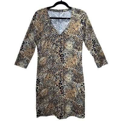 Lilly Pulitzer Tessa 3/4 Sleeve V-Neck Rattan Dress Walk on the Wild Side Small