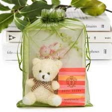 100 Pack 8"x12" Large Organza Bags Mesh Drawstring Sheer Pouches for Party Favor