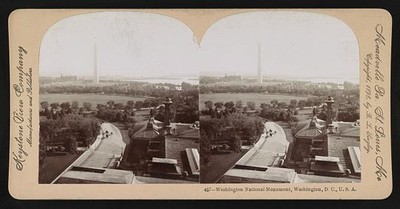Washington D.C. USA 1898 Washington National Monument Stereoview Print