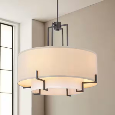 RRTYO Dhana 60-Watt 4-Light Farmhouse Modern Oil-Rubbed Bronze Drum Light
