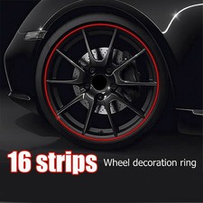 16 pegatinas reflectantes rojas bujes de rueda de coche llanta rayas cinta calcomanías accesorios