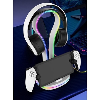 Headphone Holder 2 USB Port Charger Dock Adjustable Light Charging Base