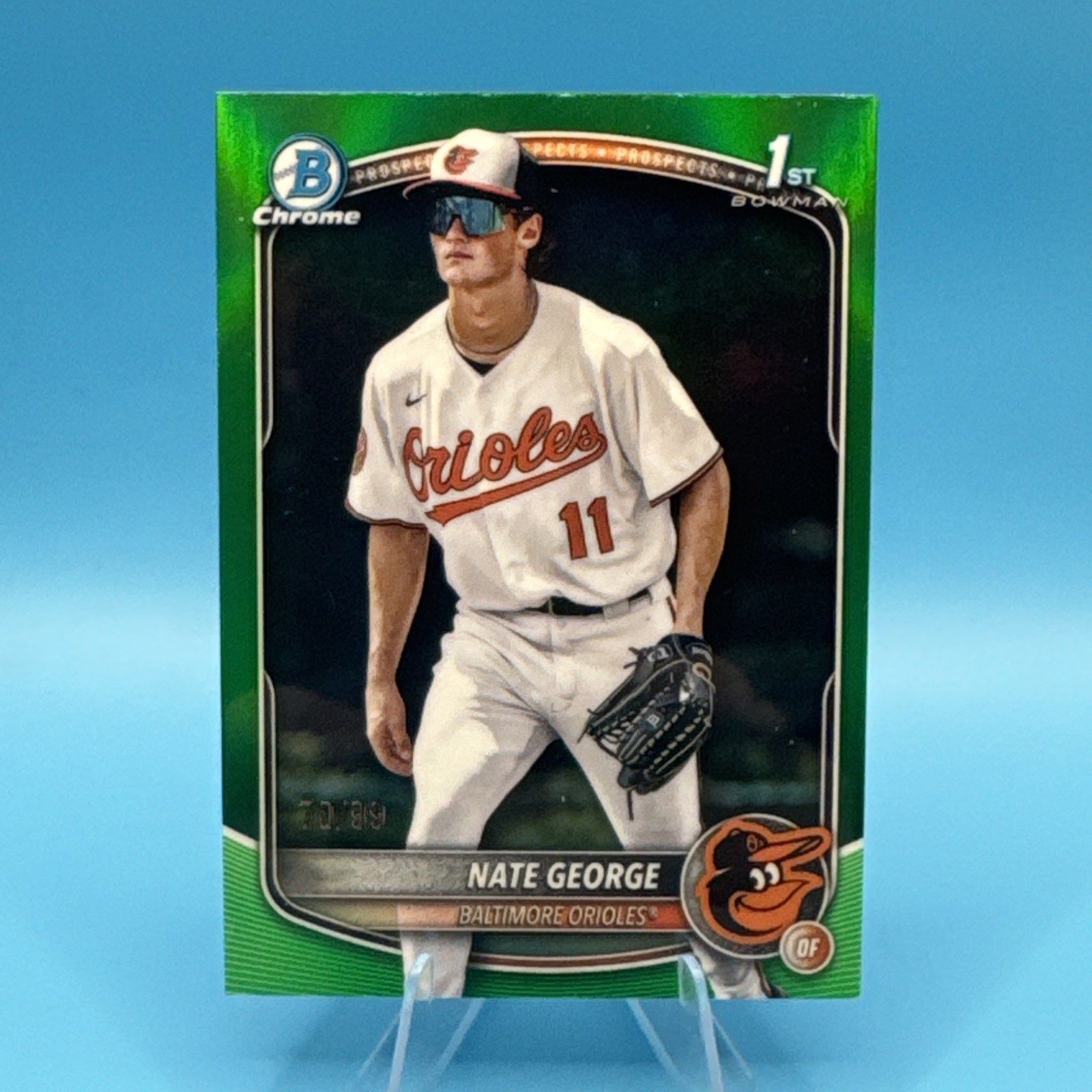 2025 Bowman Chrome Nate George #BCP-184 True Green Refractor /99 (RC) Orioles