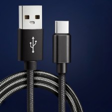 5PCS Black 2m Nylon Braided USB-A to Type-C Cable - Fast Charge