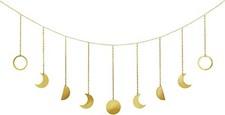 Moon Phase Wall Hanging Boho Aesthetic Room Decor Metal Moons Medium Gold