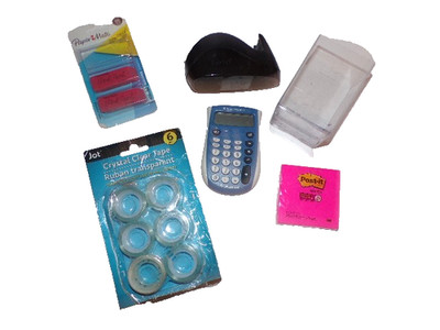 11 Office Supplies Texas Inst. Calculator 5 rols Tape Dispenser erasers note Owl