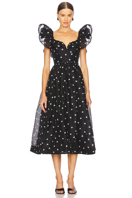 crush frill sleeve midi dress CRUSH FLOWER MIDI DRESS
