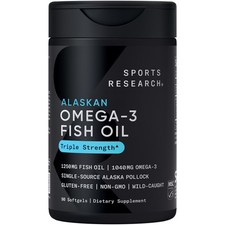 Triple Strength Omega 3 Fish Oil Burpless Supplement EPA DHA Fatty Acids 90 ct
