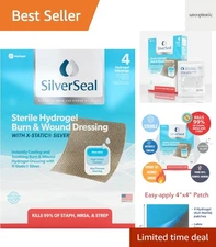 Soothing Silver Hydrogel Pads for Burns & Wounds - 4 Count Sterile Treatment