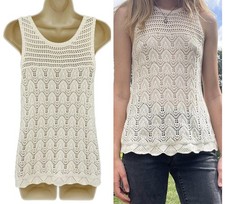 American Eagle Women’s Small Crochet Knit Tank Top Scallop Hem Reversible Boho