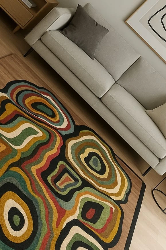 Abstract Geometric Multicolor Area Rug for Modern Living Room Decor - Image 4 of 4