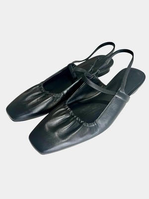 Vince Venice Slingback Flats Black Leather Square Toe Mary Jane Womens 8