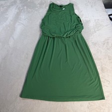 Ann Taylor Factory Blouson Midi Dress Womens Small Green Stretch Jersey Draped