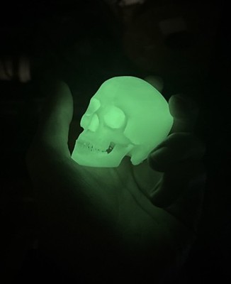 Glow In the Dark Human Skull!(Good Resolution) (3DP:White-PLA / Green Glow)  