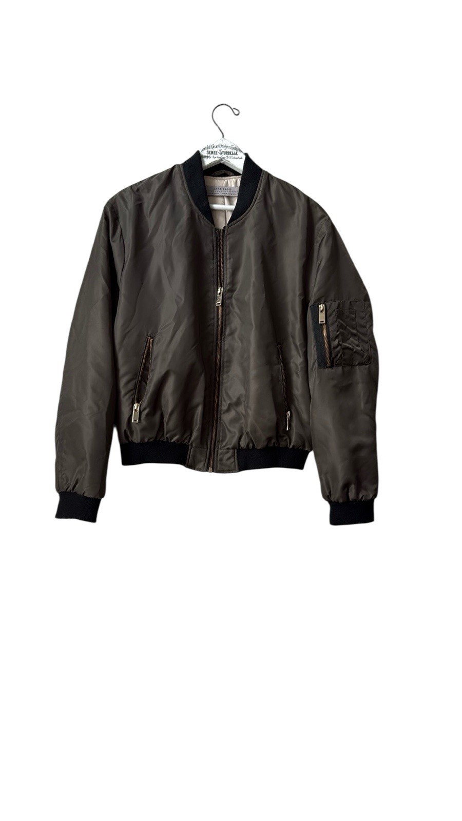 Zara Basic Outerwear Dark Olive Green Bomber Jack… - image 2