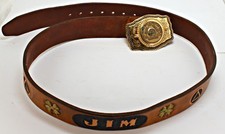 Vintage 70s 80s Tooled Leather Belt Handmade Jim Embossed