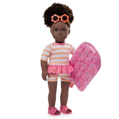Our Generation Nadya 18'' Doll with Swimsuit and Pink Pool Float Accessory: