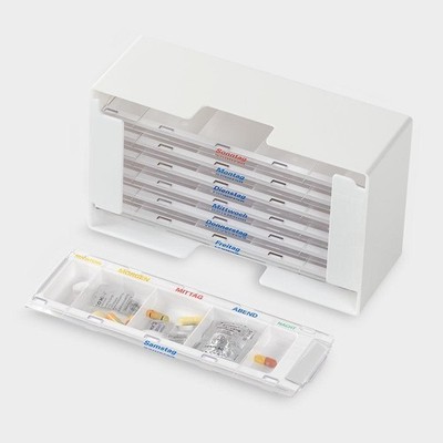 melipul Medikamenten-Dosierer XL-5 für 1 Woche mit 7 MW-Dispenser 5 Fächer