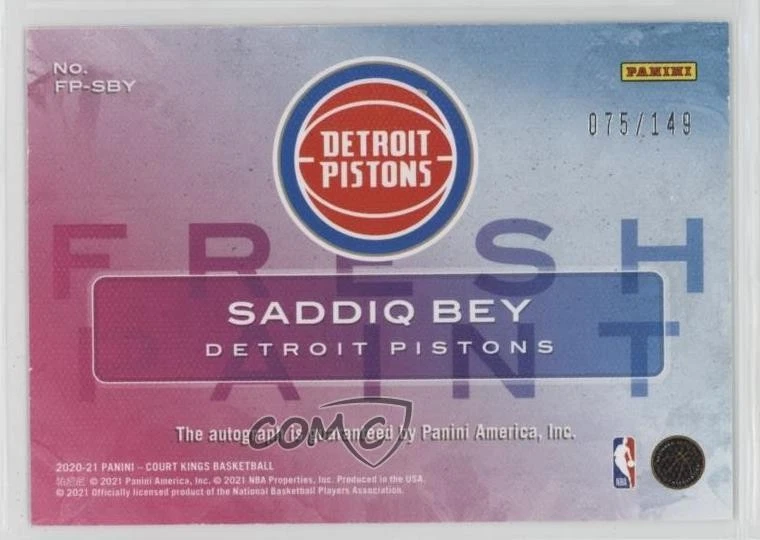 2020 Panini Court Kings Fresh Paint Ruby /99 Saddiq Bey #FP-SBY Rookie Auto RC - Image 2 of 2