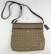 Coach Tan and Brown Signature Crossbody File Bag F58285