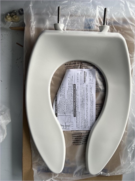 Commercial Heavy Duty Toilet Seat, White, Check Hinge, Elong