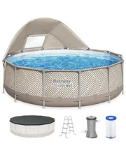 Bestway Steel Pro MAX 13' x 42" Round Above Ground Pool Set with Canopy & Ladder