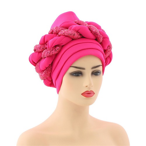 New Braid Turban Head Wrap African Women Cap Hijab Bonnet Hat Auto Gele Headtie - Picture 157 of 282