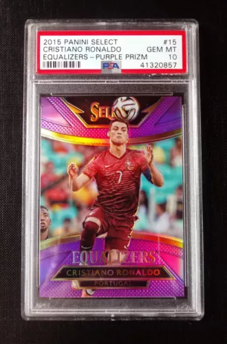 2015-16 Panini Select Cristiano Ronaldo CR7 Equalizer #15 Purple 64/99 PSA 10
