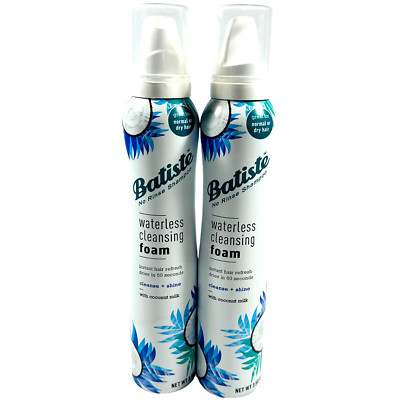 Batiste Waterless Cleansing Foam / Cleanse + Shine with Coconut Milk - 2 Pack