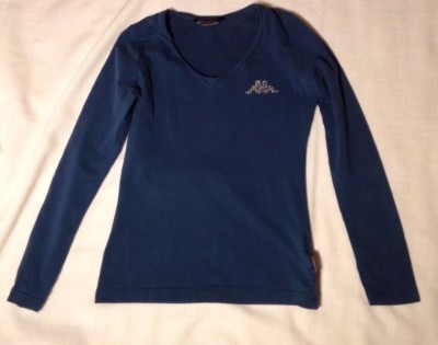 Kappa Long Sleeve Performance Shirt Top Blue Size S -86CM Rolled V Neck