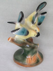 Vintage c.1950 Goldscheider Everlast Usa Figurine Pair Yellow Blue Finches Mint