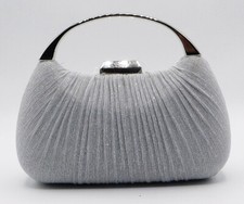 New Vintage Evening Handbag with Handle Clutch Party Wedding Purse D6459/Silver