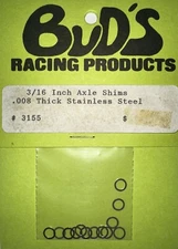 Bud’s 3/16” Axle & Motor Shims Stainless Steel .008  #3155 Vintage New Rc Car