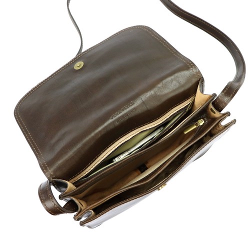 Women's Small Crossbody Bag Genuine Leather Saddle Style Handmade Italy Brown - Picture 5 of 6