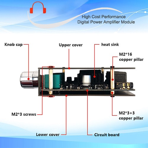 Mini Bluetooth 5.0 Digital Amplifier HiFi 2.1 Channel Audio Stereo Equalizer Amp - Picture 8 of 11