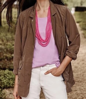 J Jill Water-Repellent Utility Jacket Petite M Cafe Light Brown Tan New With Tag