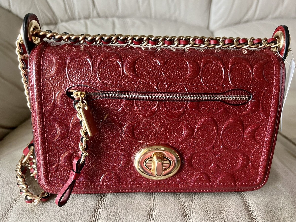 Coach Medium Crossbody On A Chain In Signature Canvas Glitter