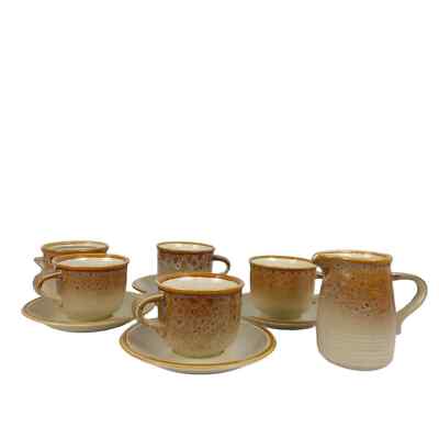 10pc Set Mikasa Japan Nature's Song Cup & Saucers Sugar Bowl Creamer Stoneware