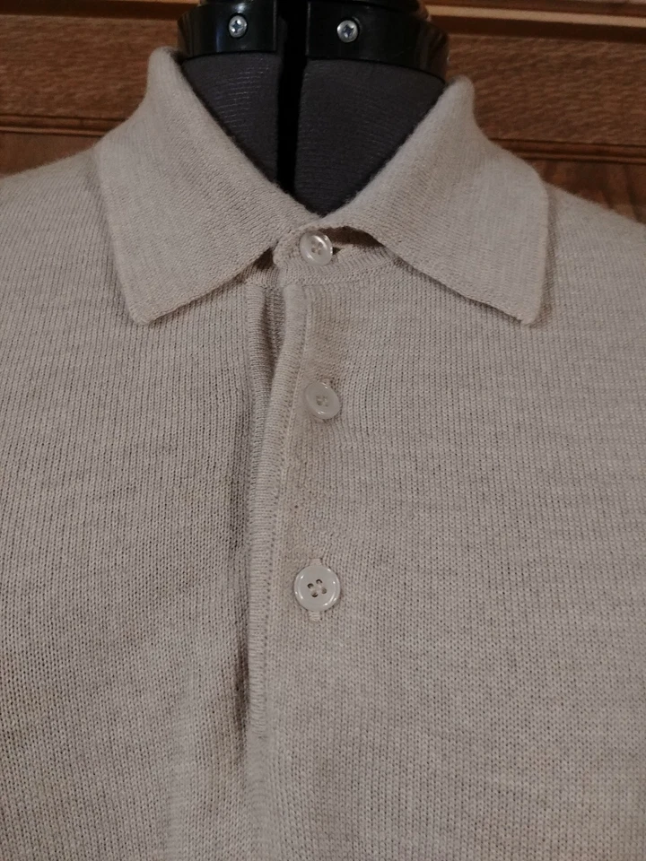 HOMBRE HENLEY TOSTADO SUAVE TALLA XL 1/4 BOTÓN JERSEY LANA ITALIA Foto 2 de 4