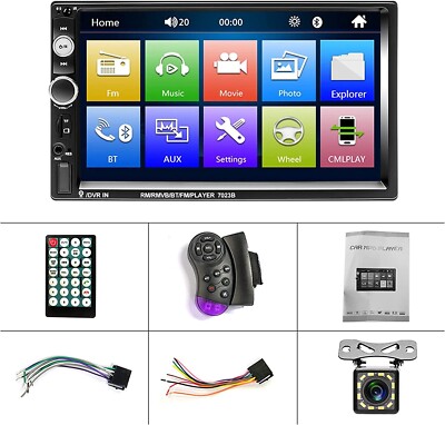 7 Zoll 2 Doppel DIN Autoradio Radio MP5 MP3 Player Bluetooth FM USB AUX + Kamera