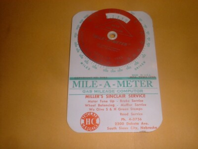 Mile-A-Meter Sinclair Gas Mileage Computor 1958 Gas Station Giveaway